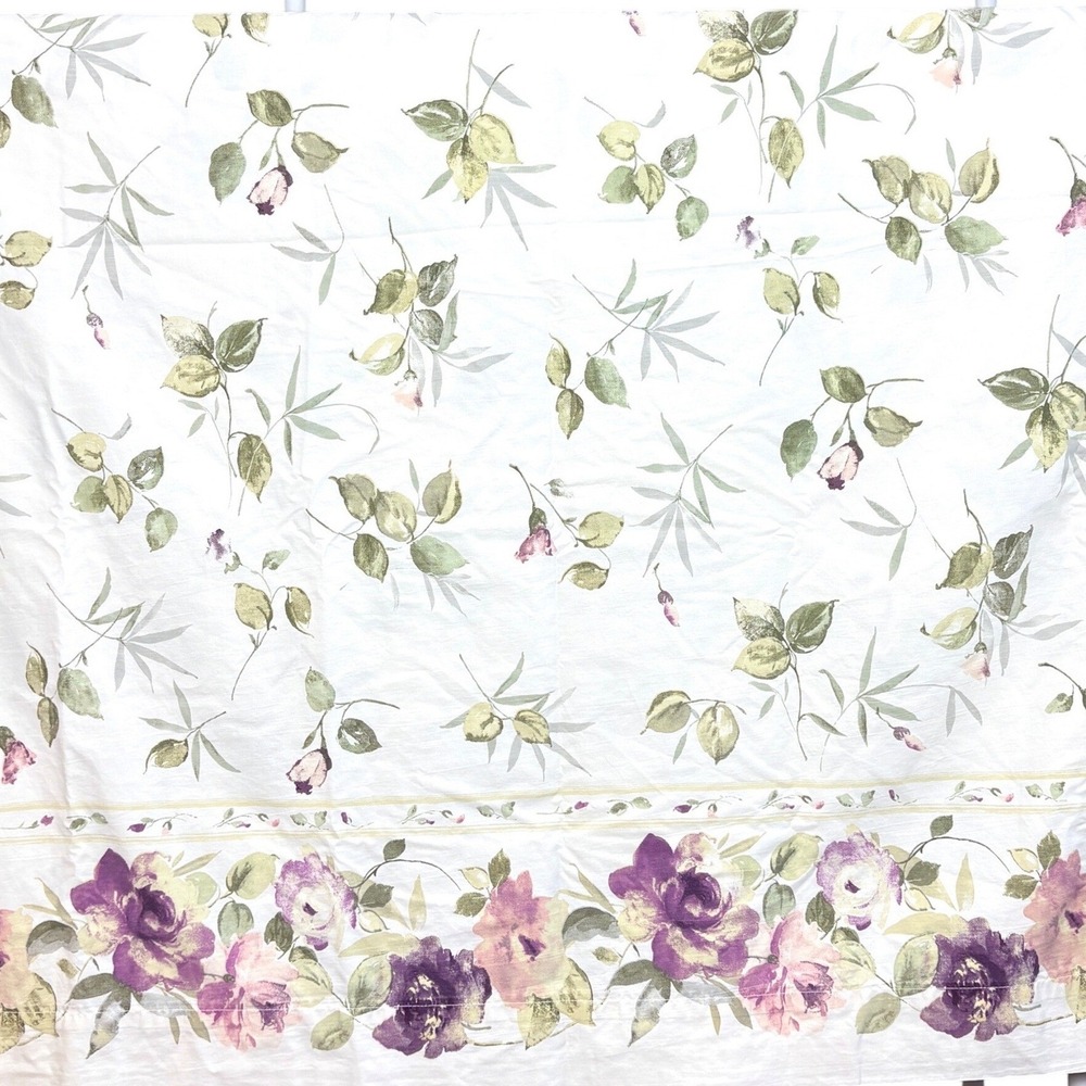 Vintage Dan River Queen Flat Sheet Rose Floral Garden Cotton Cottagecore Bedding